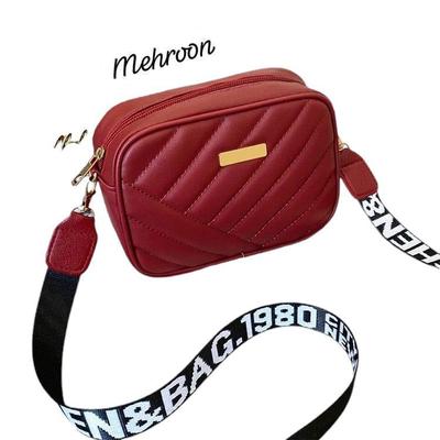 Maroon PU Leather Crossbody Bag for Girls