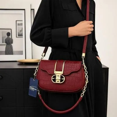 Maroon PU Leather Crossbody Bag for Girls